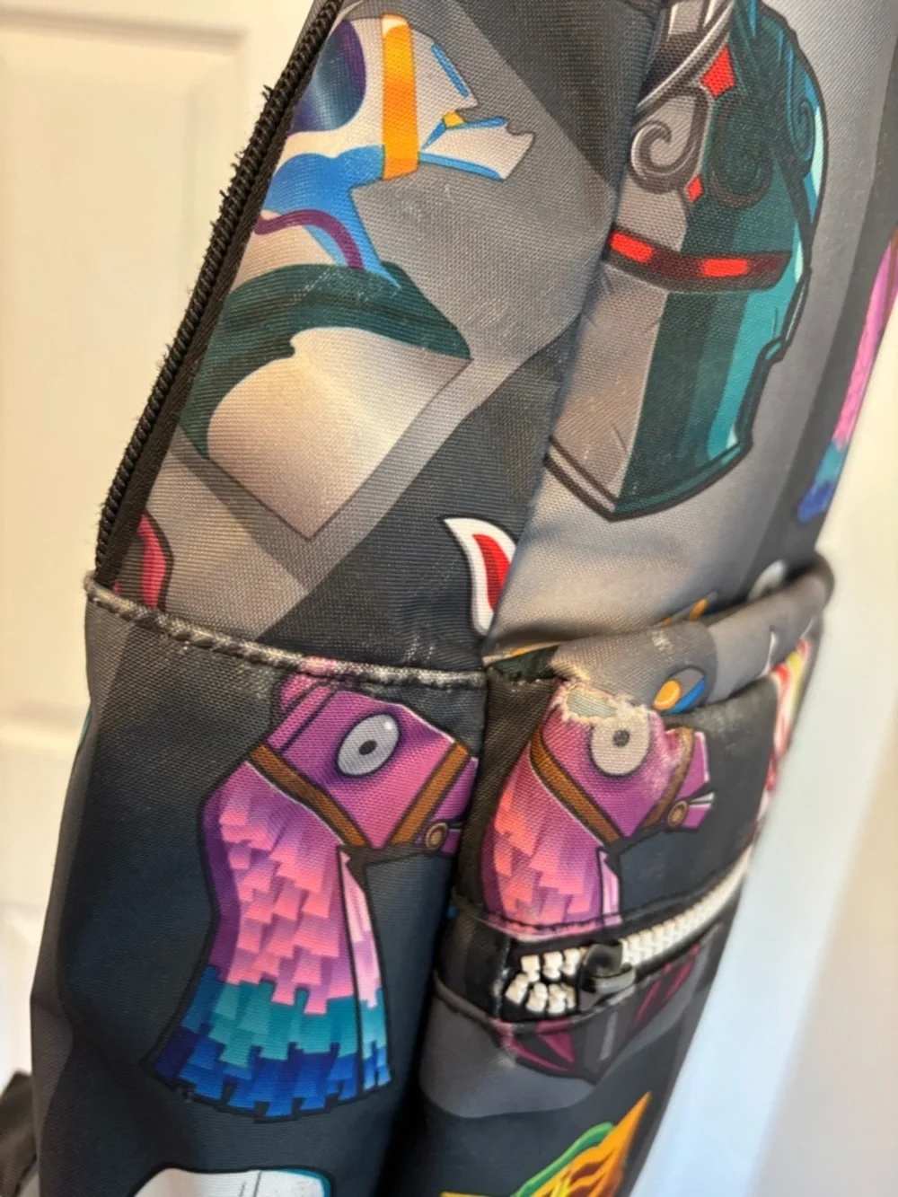 Fortnite Multiplier Backpack Gray Gamer School Backpack Book Bag Great Condition